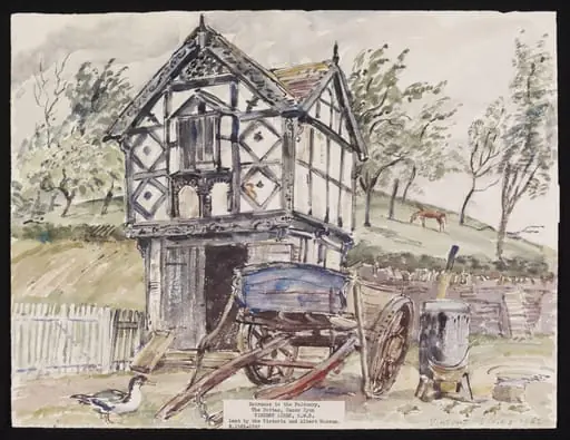 Entrance to the Falconry, The Buttas, Canon Pyon, by Lines