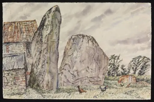 Monoliths in a farmyard, Avebury, by Lines