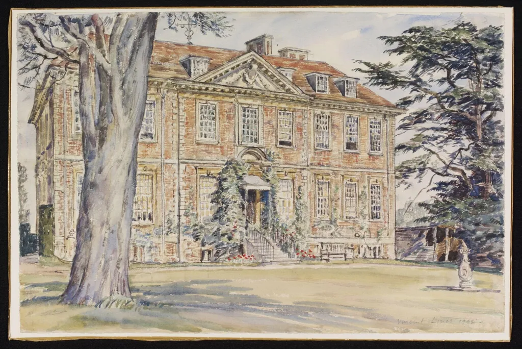 Ramsbury Manor, by Lines, watercolor, 1942