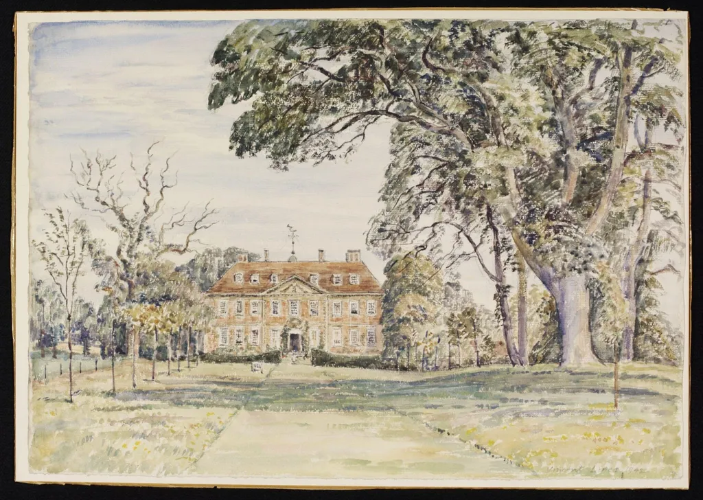 Ramsbury Manor; Distant View, by Lines, watercolor, 1942