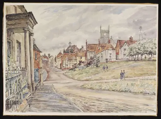 The Green and St.Mary's Church, Marlborough, by Lines