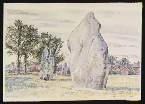 The Southern Circle and Village, Avebury, by Lines