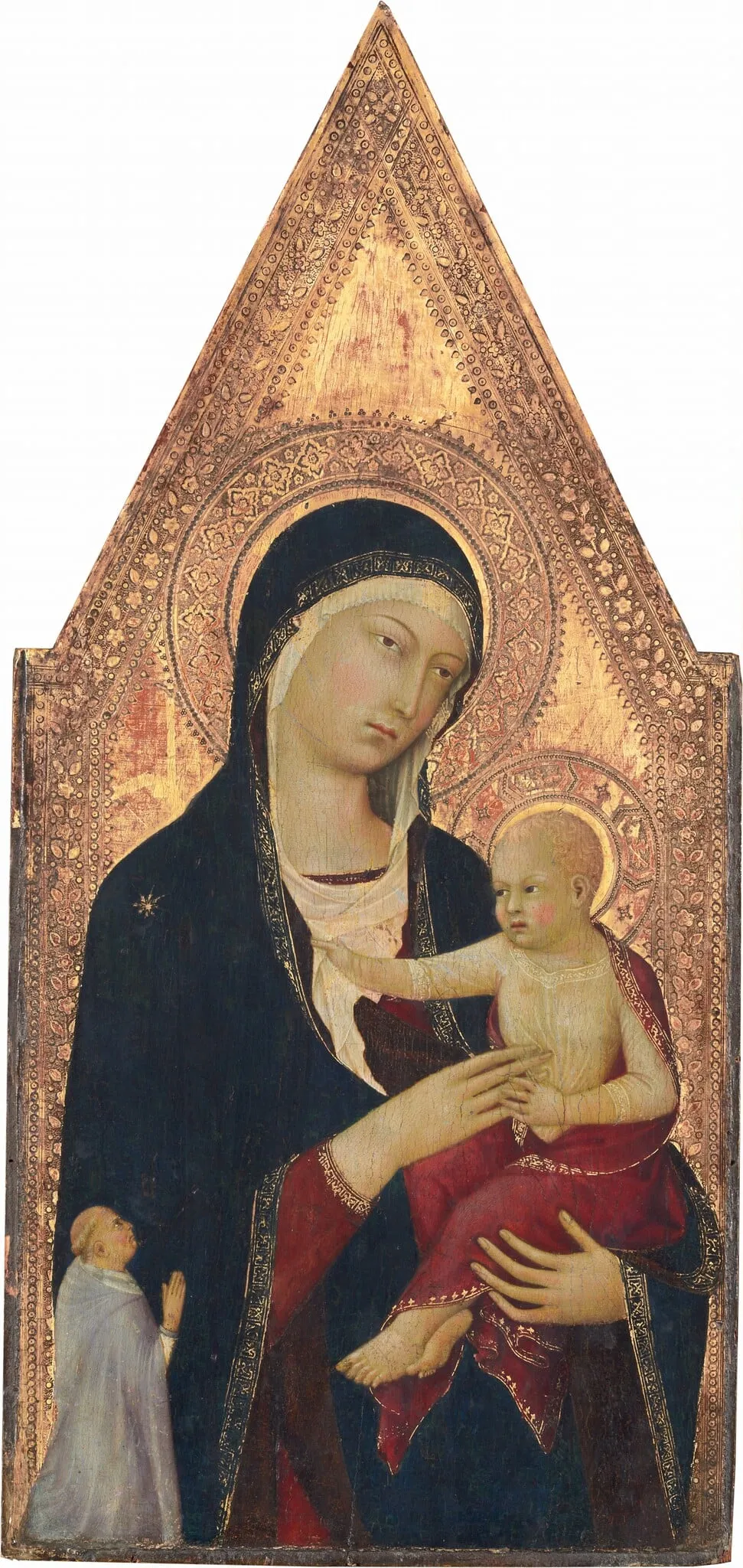 Madonna and Child with Donor, by Lippo Memmi, tempera, 1328
