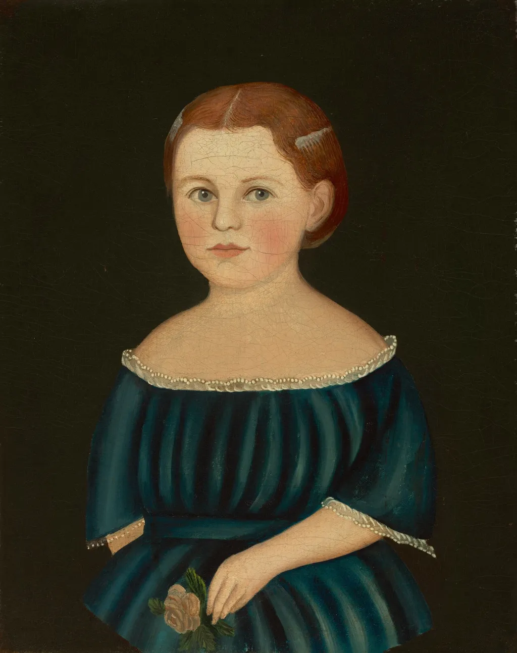Little Girl in Blue Dress, oil, 1840