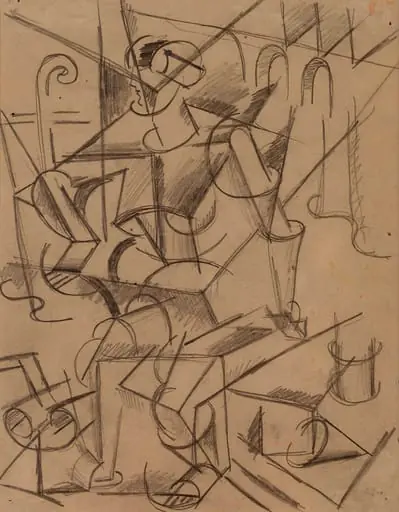 Μελέτη για την "Καθιστή μορφή", by Liubov Popova