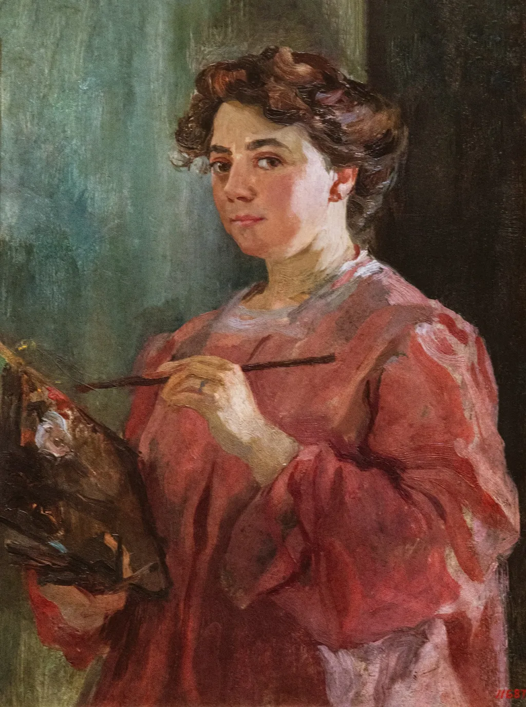 Self-portrait, by Lluïsa Vidal, oil, 1900