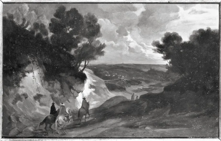 Landscape with hollow path and three riders (copy after), by Lodewijk de Vadder, unspecified, 1640