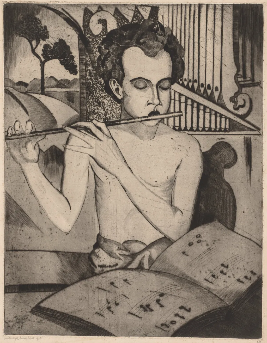 Flute Player, by Lodewijk Schelfhout, 1918