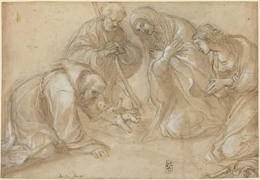 The Nativity with Saints Francis and Agnes, by Lodovico Carracci