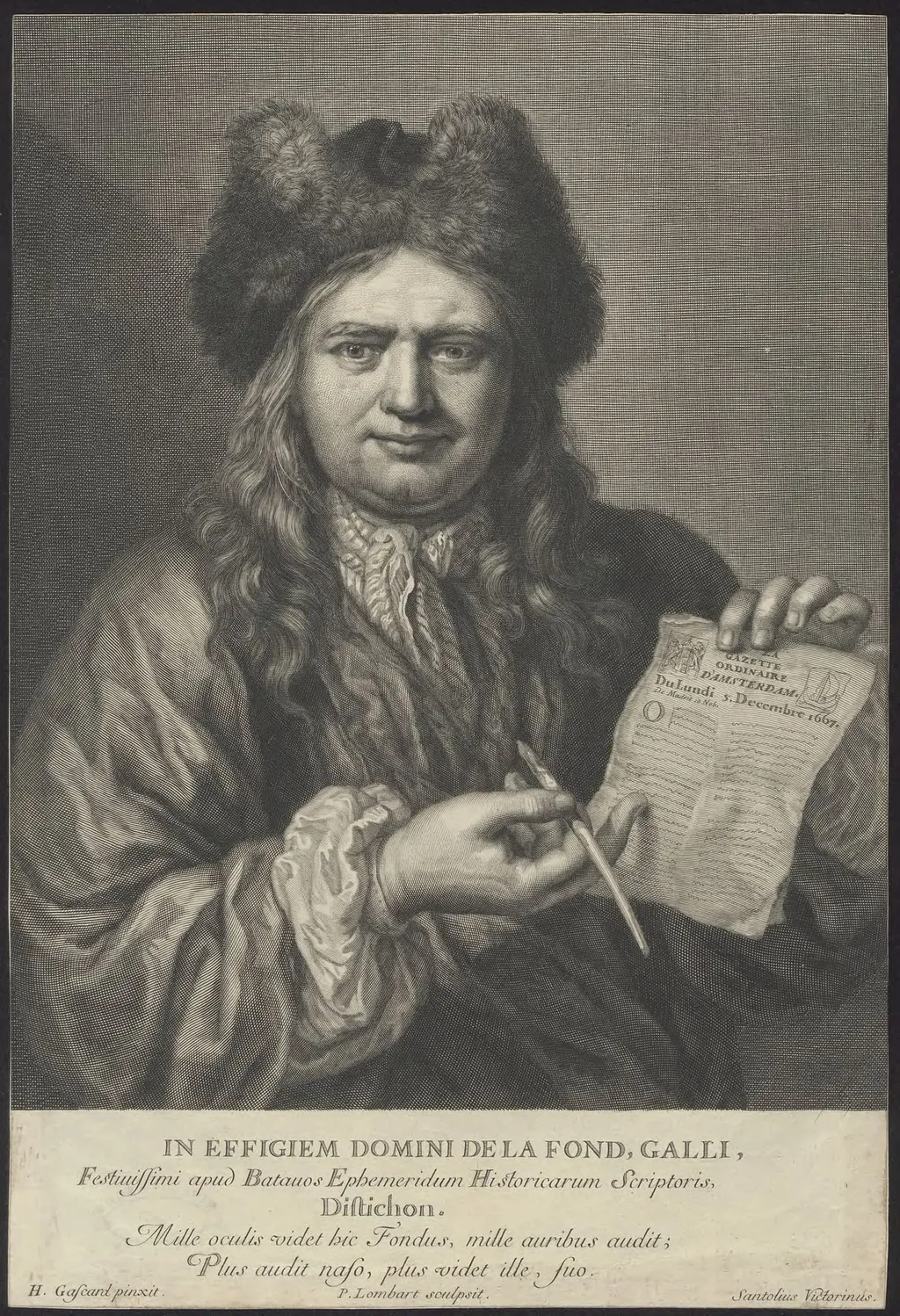 Portrait of mr De La Fond, newspaper writer, by Lombart. P, unspecified