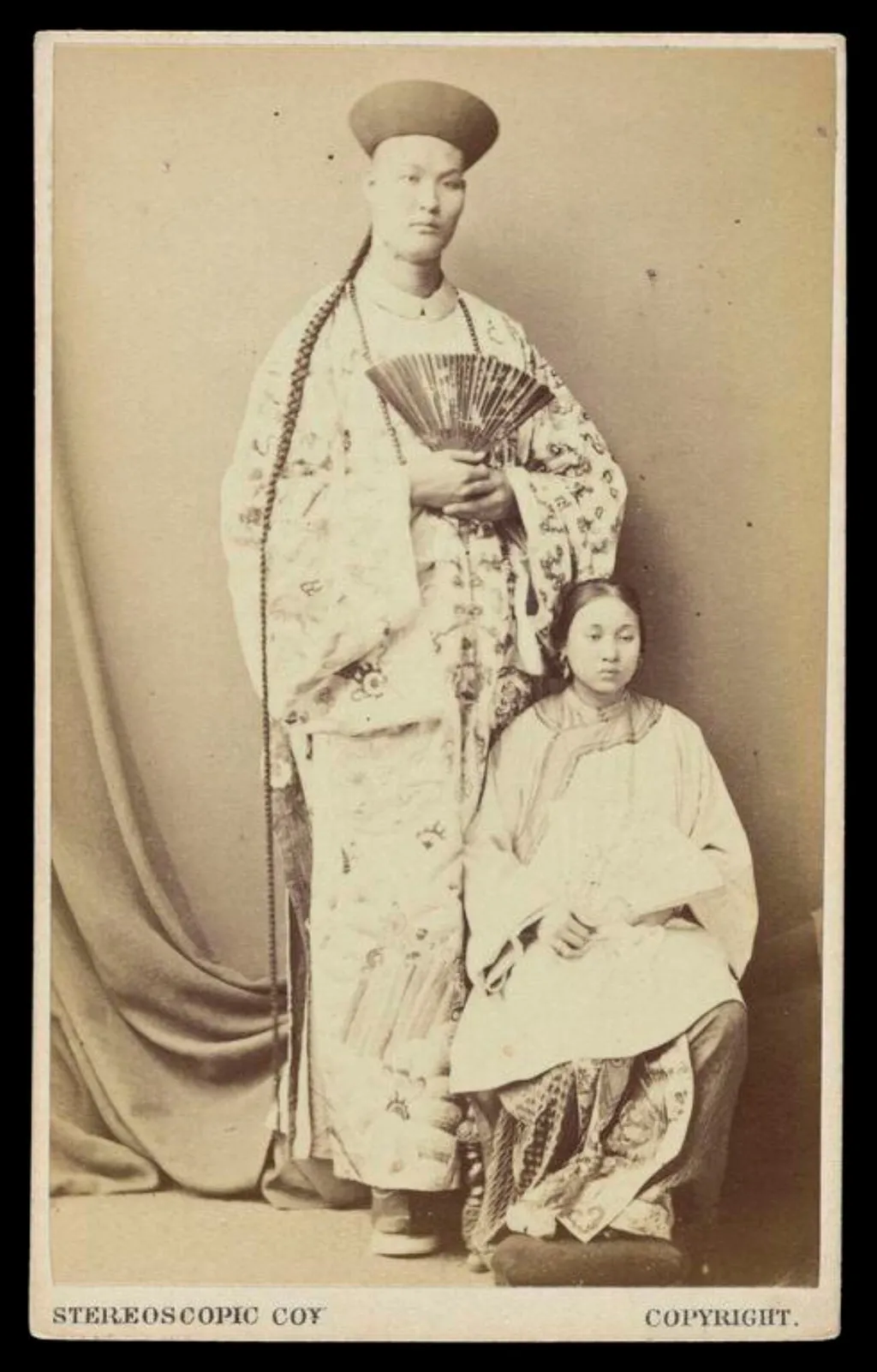 A portrait of Chang Woo Gow and Kin Foo, by London Stereoscopic and Photographic Company, photographic, 1864