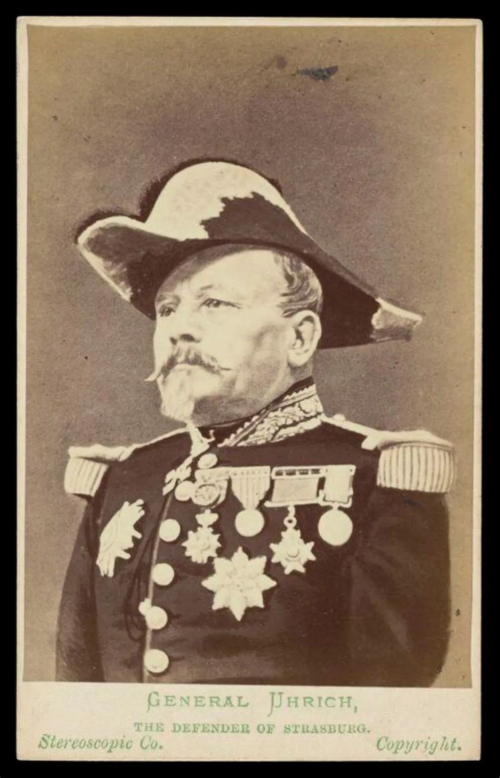 A portrait of 'General Uhrich', by London Stereoscopic and Photographic Company, photographic, 1875