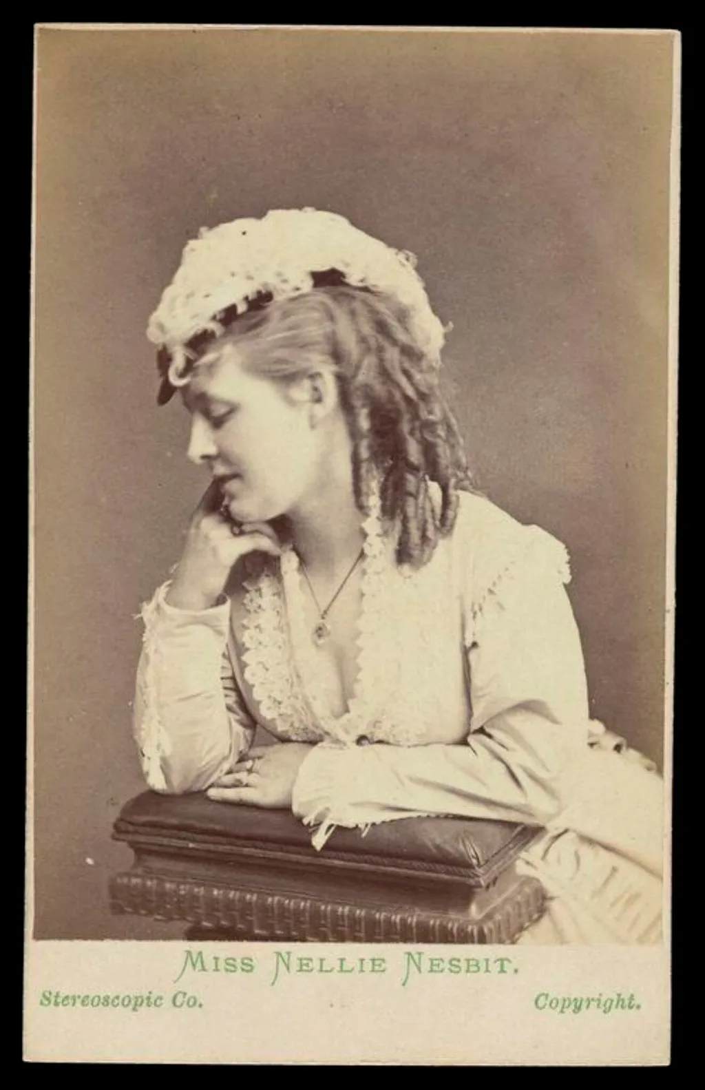 A portrait of 'Miss Nellie Nesbit', by London Stereoscopic and Photographic Company, photographic, 1870