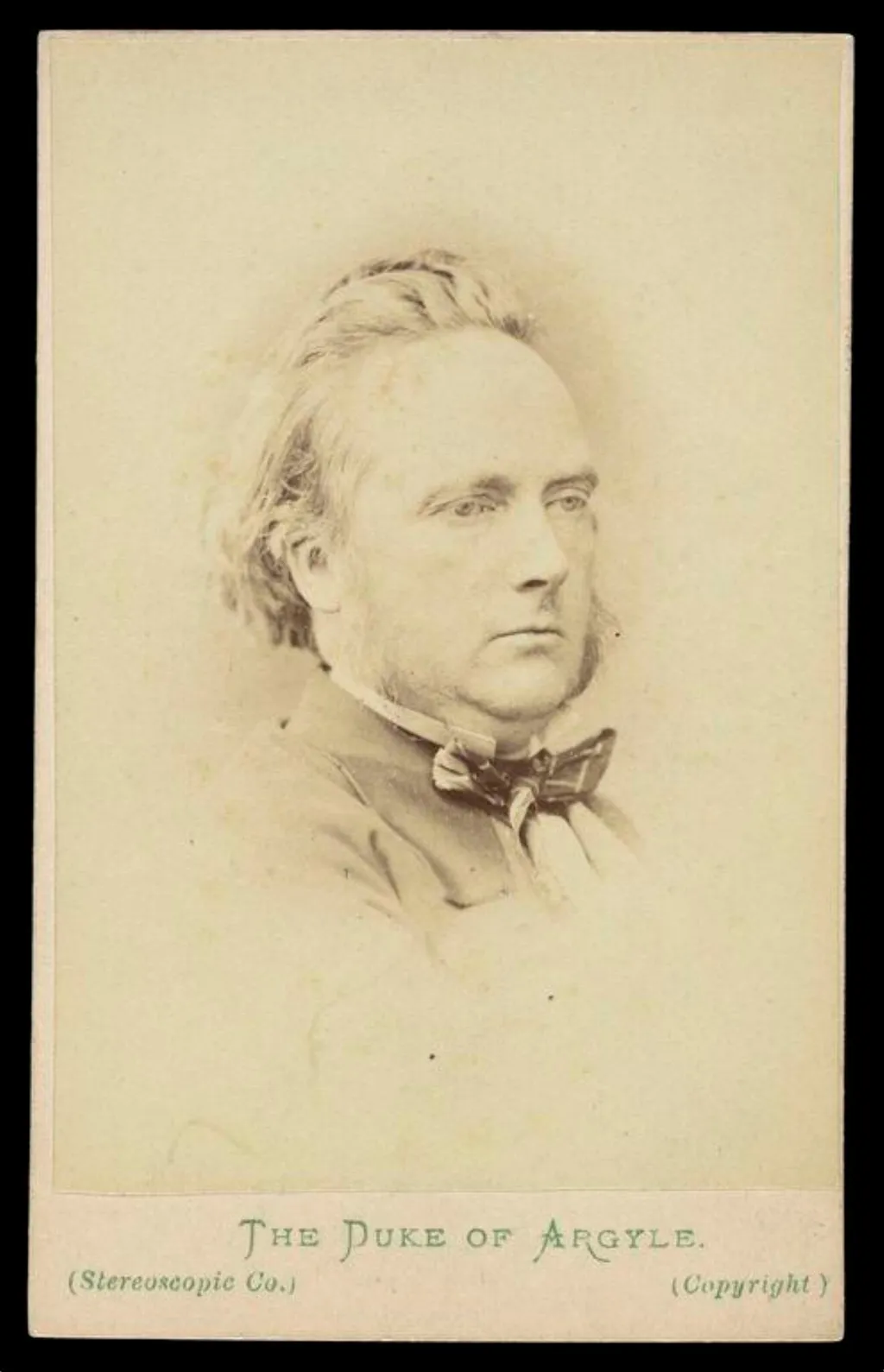 A portrait of 'The Duke of Argyll', by London Stereoscopic and Photographic Company, photographic, 1870