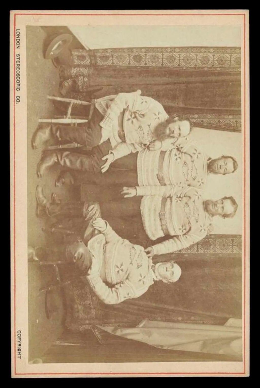 Portrait of four men, by London Stereoscopic and Photographic Company, photographic, 1860
