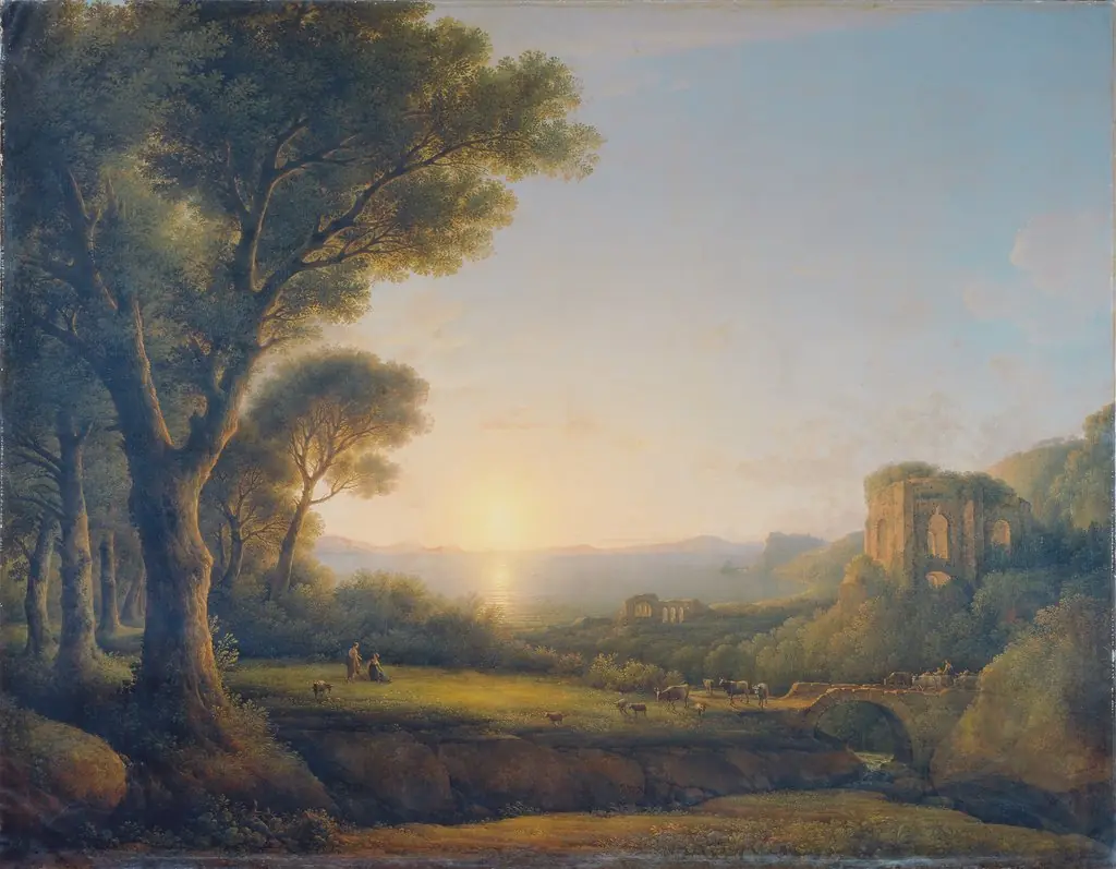 Der Meerbusen von Baiae bei Sonnenuntergang, by Lorenz Adolf Schönberger