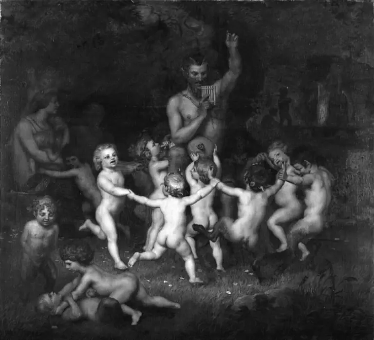 Woodland Deities Sourrounded by Dancing Bacchantes and Children Playing