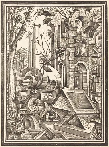 Fantasy of Perspectival Forms Set among Ruins, by Lorenz Stör