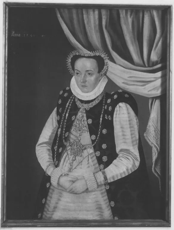 Portrait of a lady in a ruff, dated 1590, by Lorenz Strauch, oil, 1596