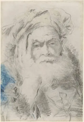A Bearded Old Man Leaning His Head on His Hand, by Lorenzo Baldissera Tiepolo