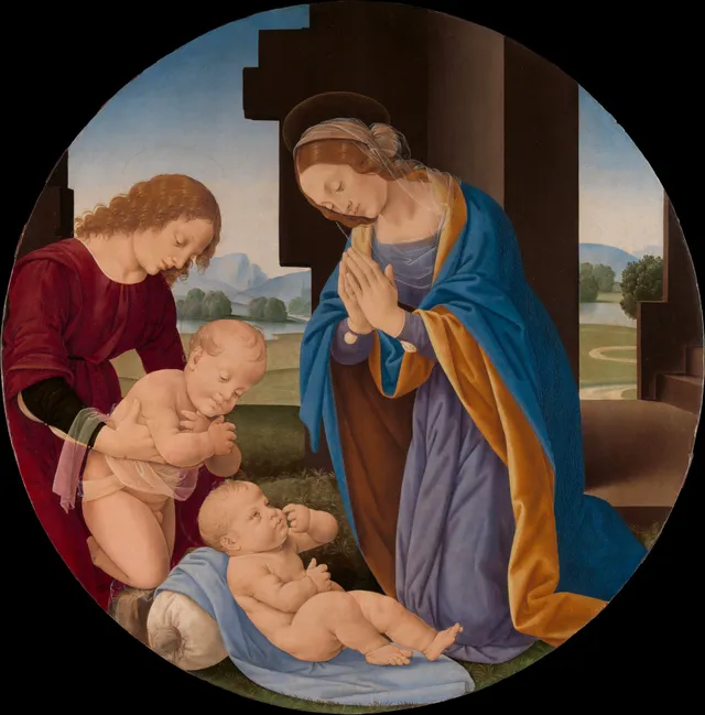 Madonna Adoring the Child with the Infant Saint John the Baptist and an Angel — Lorenzo di Credi