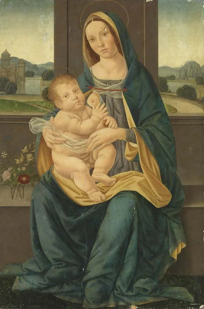 Madonna and Child, by Lorenzo di Credi, oil, 1520