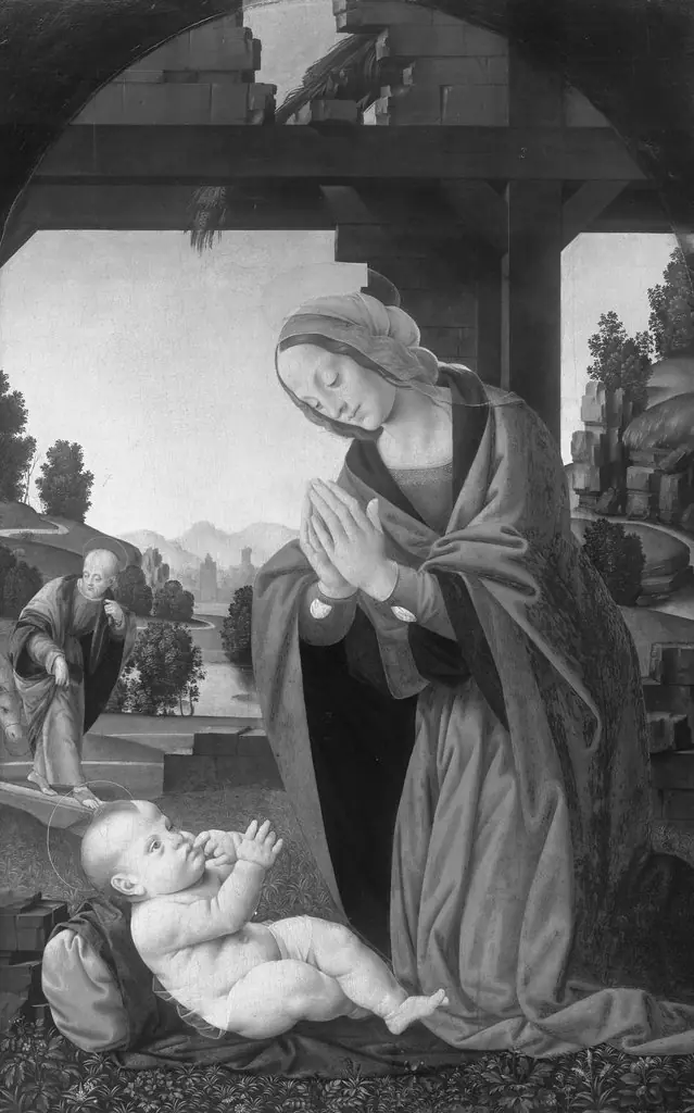 Mary adoring the child, by Lorenzo di Credi