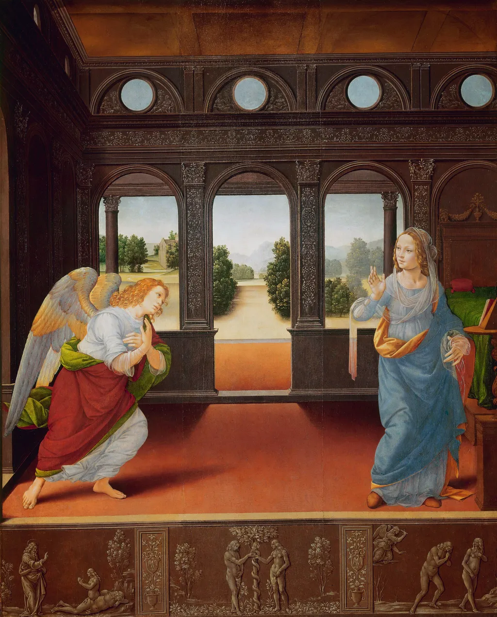 The Annunciation, by Lorenzo di Credi, oil, 1490