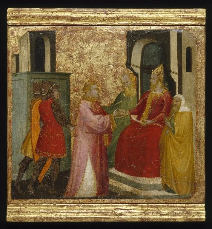 Saint Lawrence Arraigned Before the Prefect Valerianus, by Lorenzo di Niccolò, unspecified, 1412