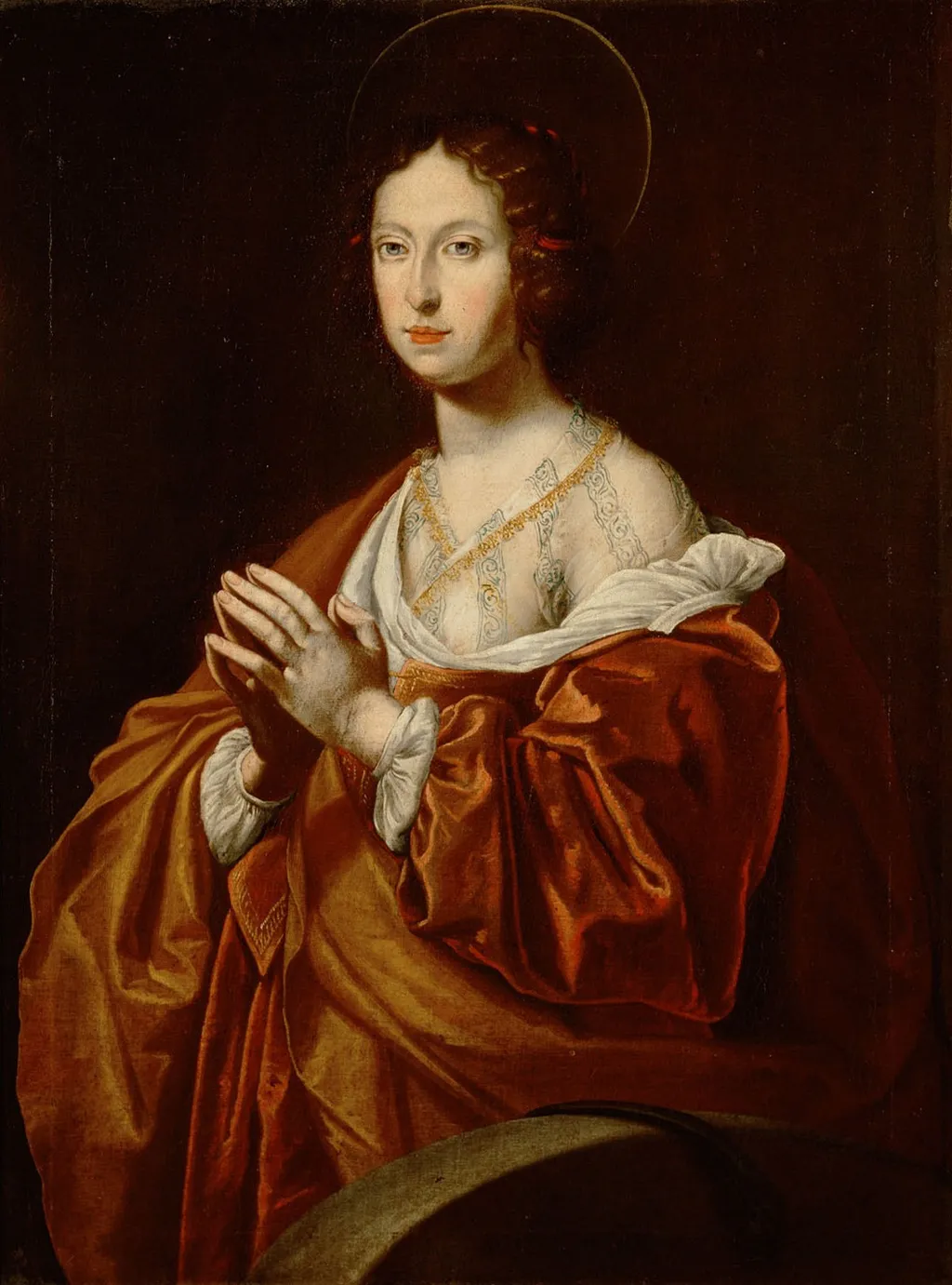 Claudia de' Medici (1604-1648), Erzherzogin, als Hl. Christine von Bolsena, Halbfigur, by Lorenzo Lippi, oil, 1637