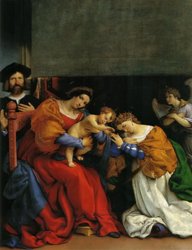Mystical Marriage of St Catherine of Alexandria with Niccoló Bonghi, by Lorenzo Lotto
