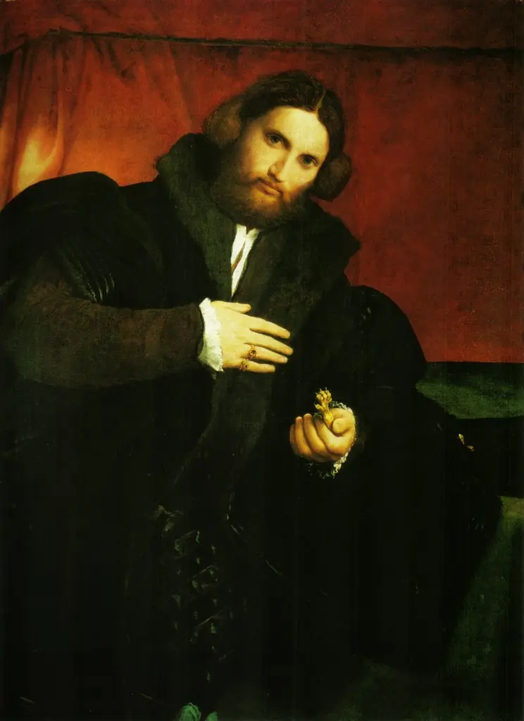 Portrait of a Gentleman with a Lion Paw, by Lorenzo Lotto