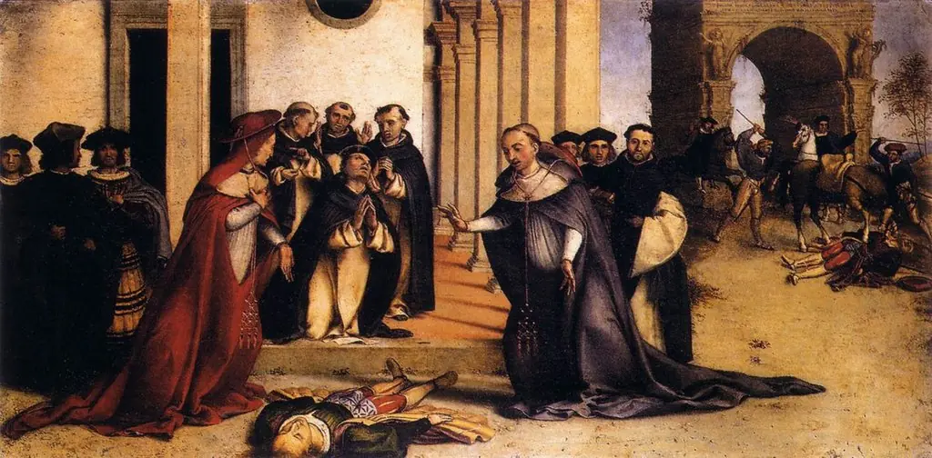 St Dominic Raises Napoleone Orsini, by Lorenzo Lotto