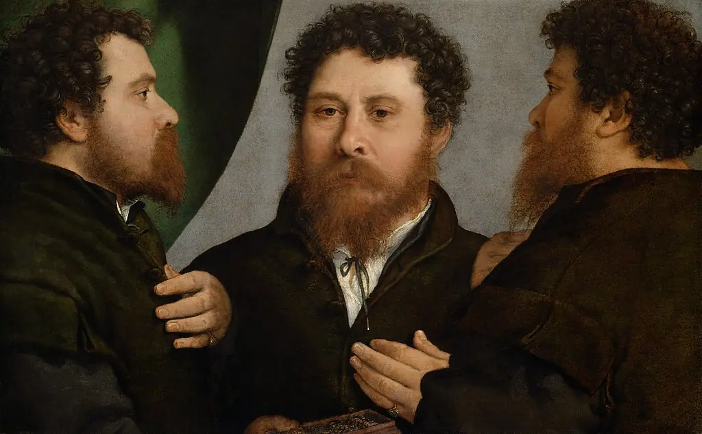 Triple Portrait of a Goldsmith (Bartolomeo Carpan?), by Lorenzo Lotto