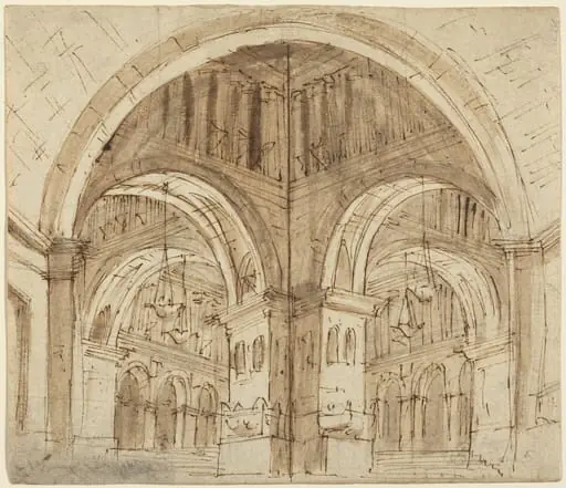 Design for a Vaulted Hall, by Lorenzo Sacchetti
