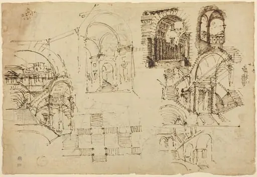 Designs for Palatial Staircases [recto], by Lorenzo Sacchetti