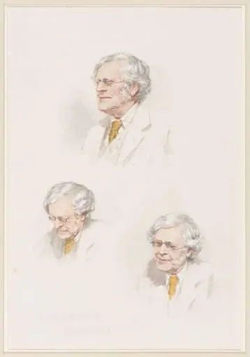 3 portrait sketches of Augustine Burrell, by Louie Burrell