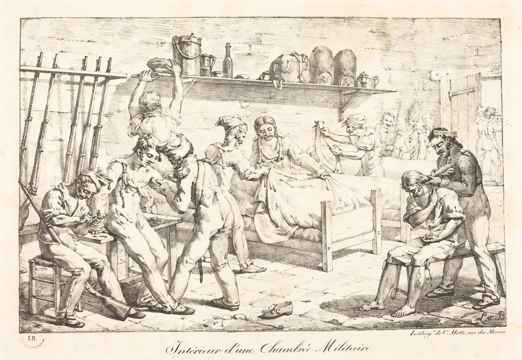 Interior of a Military Chamber, by Louis-Albert-Guillain Baron Bacler d'Albe, ink, 1792