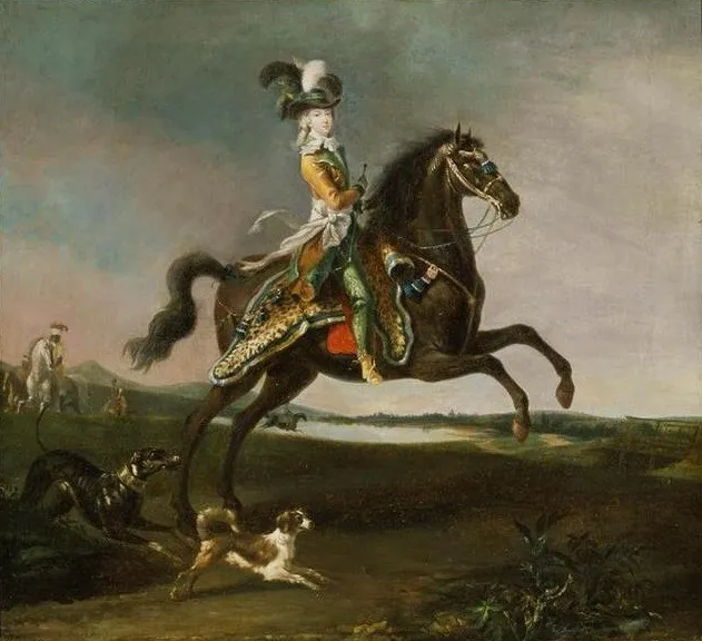 Marie-Antoinette, queen of France on horseback, by Louis-Auguste Brun, oil, 1792