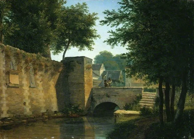 Landscape with a bridge, by Louis-Auguste Gérard, oil, 1820