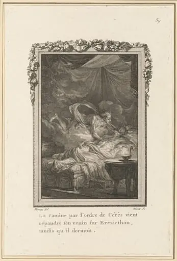 La Famine par l'ordre de Cérès vient répandre son venin sur Eresicthon, tandis qu'il dormoit, by Louis Binet