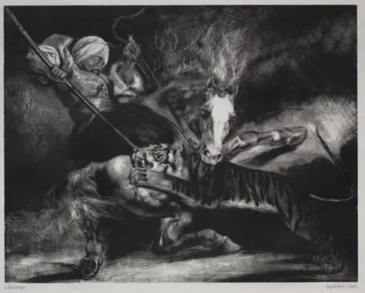 An Attack by a Tiger, by Louis-Candide Boulanger