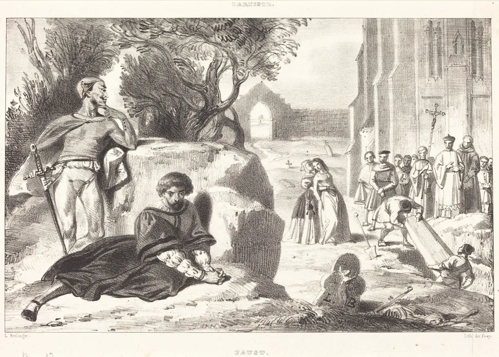 Scenes from Faust, by Louis-Candide Boulanger, ink, 1834