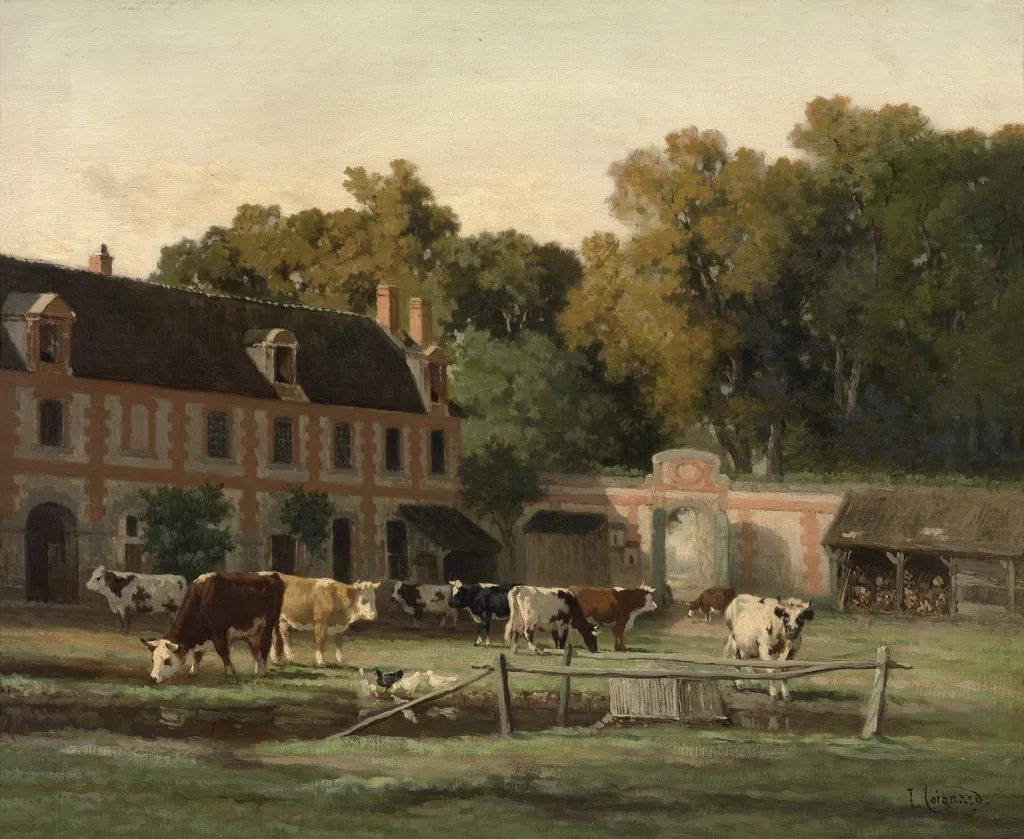 Farm in the Valley of the Auge, by Louis Coignard, oil, 1856