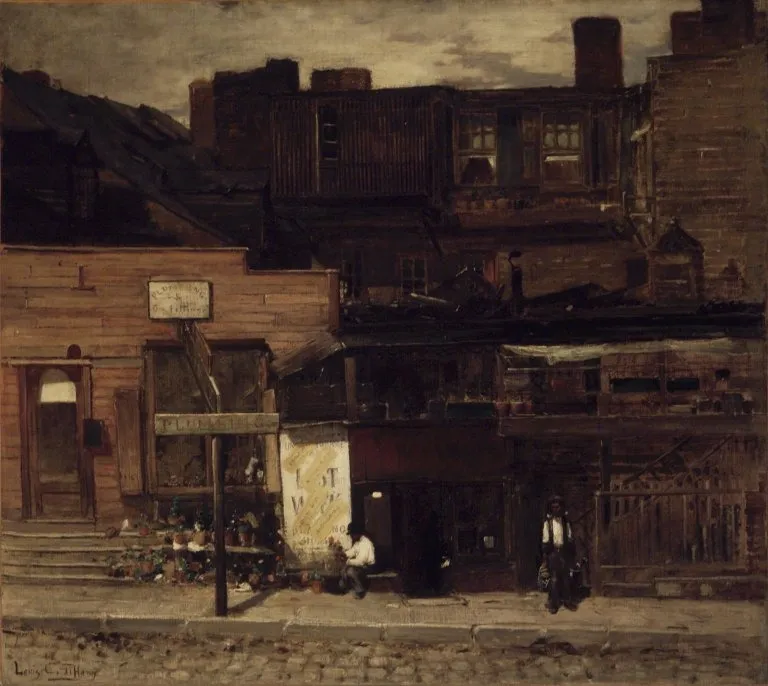 Duane Street, New York, by Louis Comfort Tiffany, oil, 1889