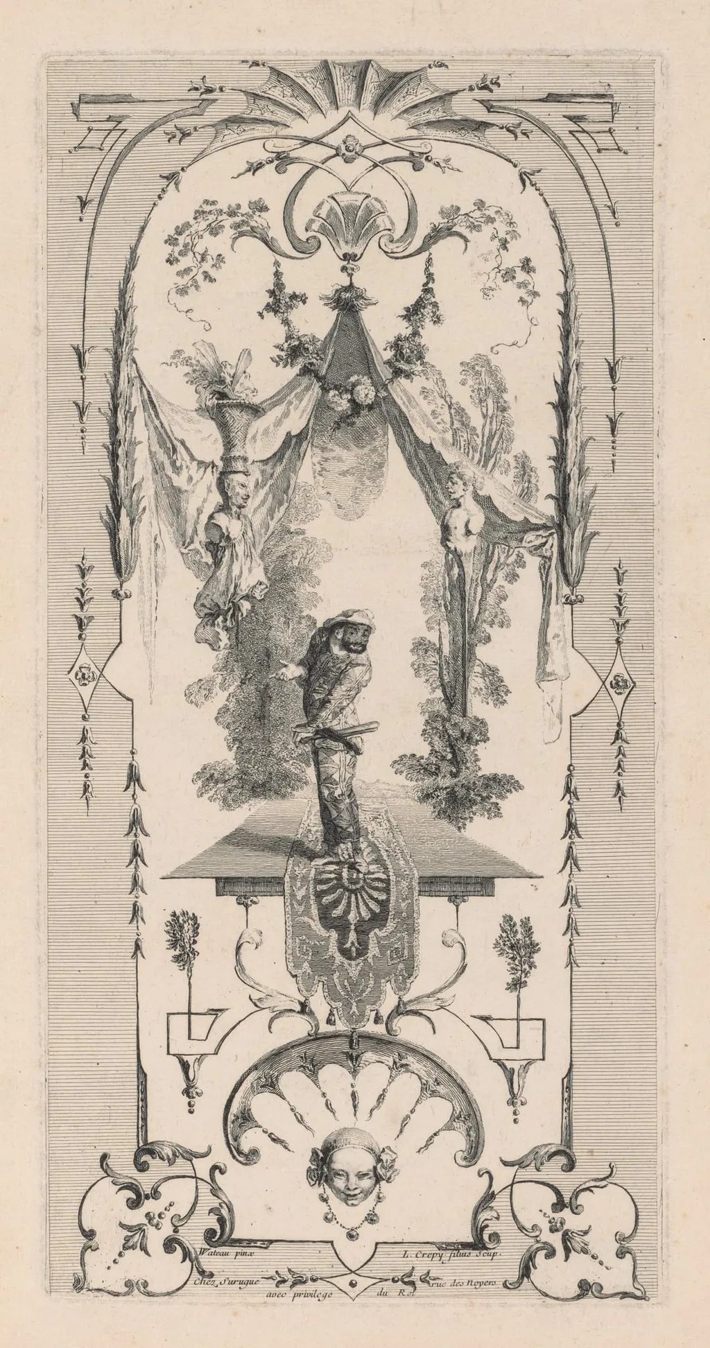 Harlequin, Arabesque, by Louis Crépy, 1704