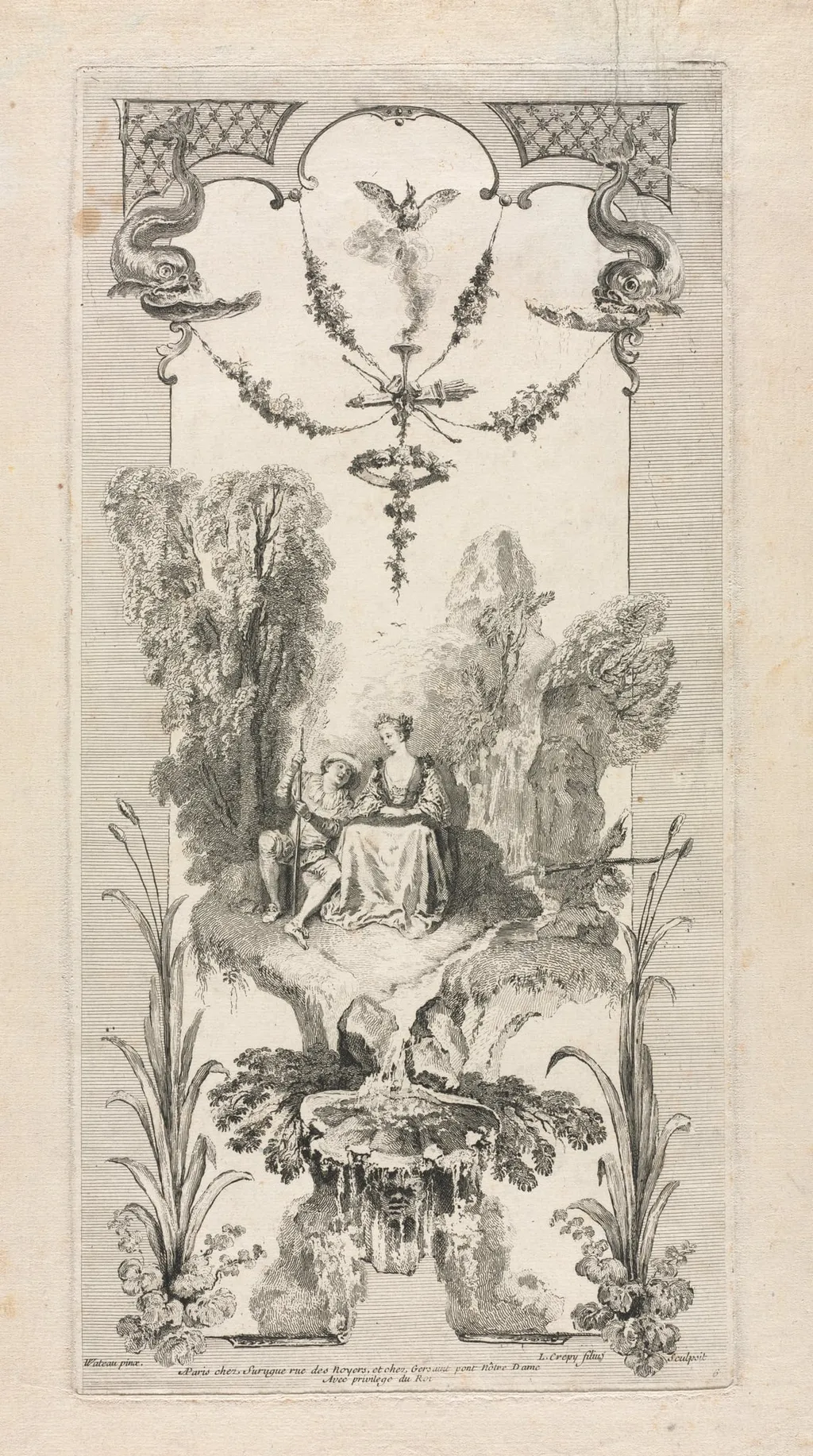 Pastoral, Arabesque, by Louis Crépy, 1704