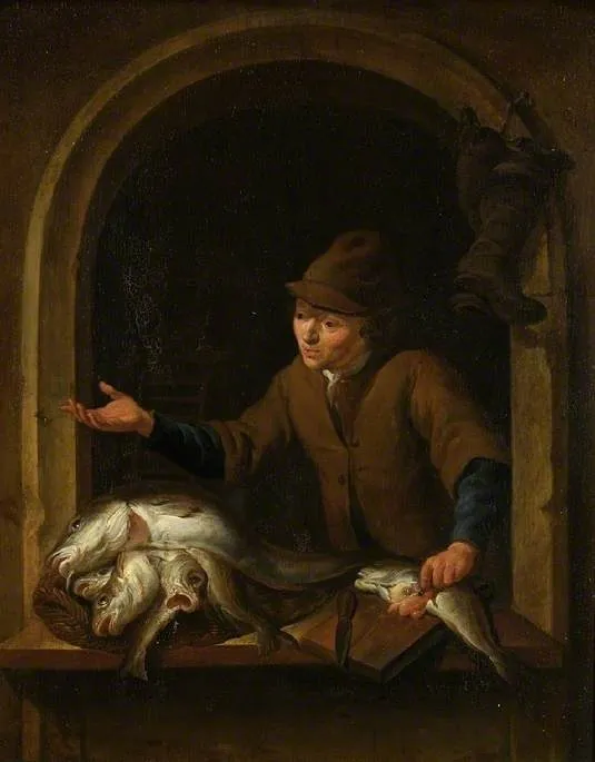 The Fishmonger, by Louis de Moni, oil, 1744