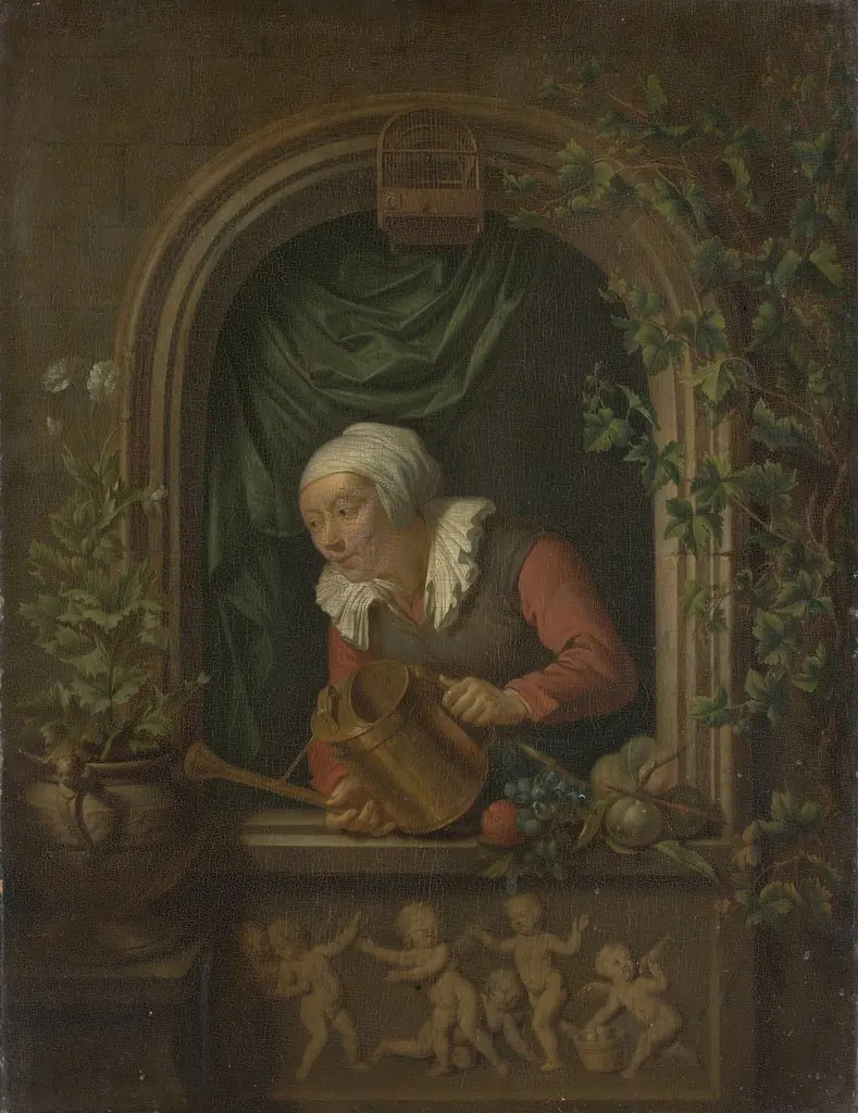 Woman Watering a Plant, by Louis de Moni