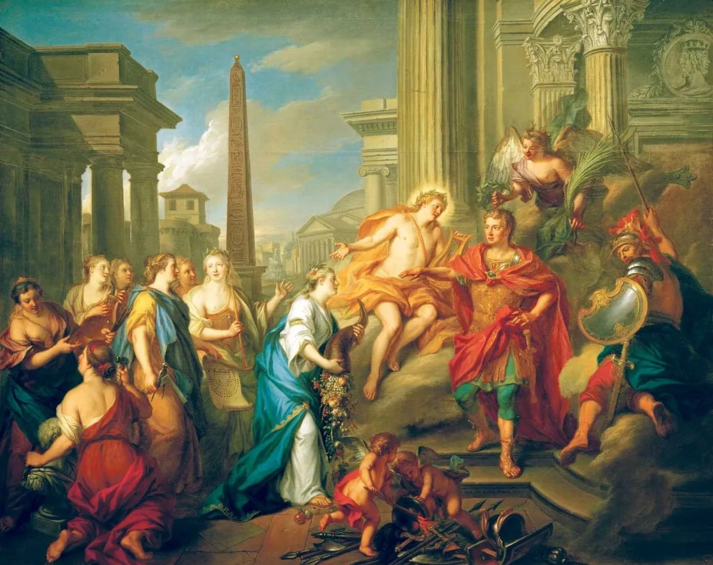 Augustus schließt den Tempel des Janus, by Louis de Silvestre, oil, 1757